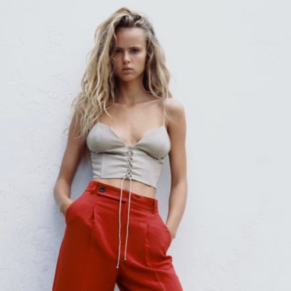 Zara linen blend crop top, NWT size medium